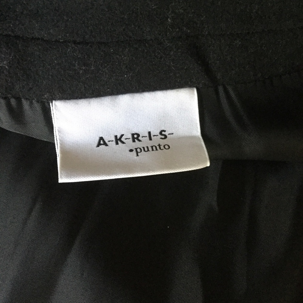 Akris Punto Black Wool Pea Coat Full Length Zip Button - Picture 7 of 10